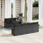 Gartensofa-set mit Kissen 8 pcs Schwarz Poly-Rattan