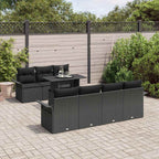 Gartensofa-set mit Kissen 8 pcs Schwarz Poly-Rattan