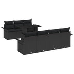 Gartensofa-set mit Kissen 8 pcs Schwarz Poly-Rattan