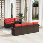 Gartensofa-set mit Kissen 8 pcs Braun Poly-Rattan