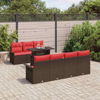 Gartensofa-set mit Kissen 8 pcs Braun Poly-Rattan