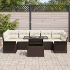 Gartensofa-set mit Kissen 8 pcs Braun Poly-Rattan