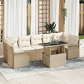 Gartensofa-set mit Kissen 8 pcs Beige Poly-Rattan
