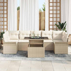 Gartensofa-set mit Kissen 8 pcs Beige Poly-Rattan