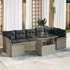 Gartensofa-set mit Kissen 8 pcs Hellgrau Poly-Rattan