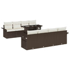 Gartensofa-set mit Kissen 9 pcs Braun Poly-Rattan