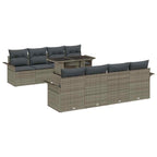 Gartensofa-set mit Kissen 9 pcs Grau Poly-Rattan