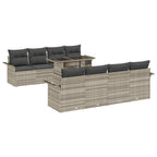 Gartensofa-set mit Kissen 9 pcs Hellgrau Poly-Rattan