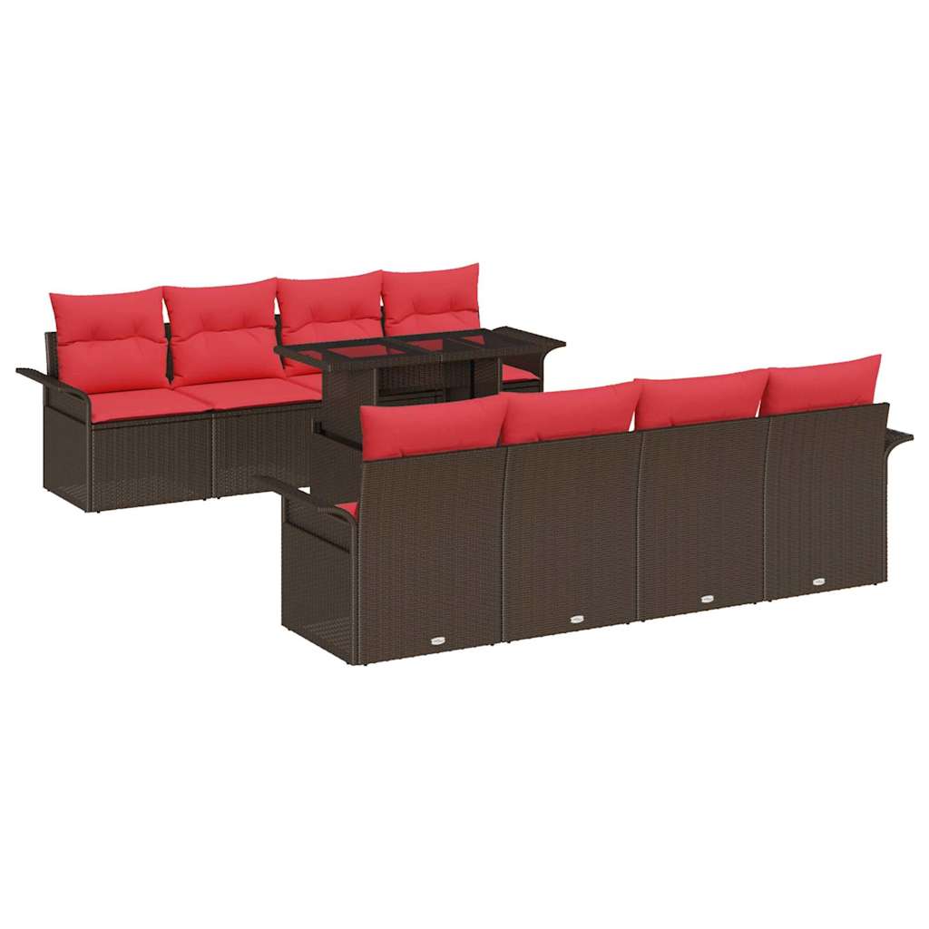 Gartensofa-set mit Kissen 8 pcs Braun Poly-Rattan