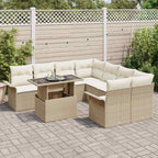 Garten-Sofa-Set mit Kissen 9 pcs Beige Poly Rattan