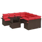 Garten-Sofa-Set mit Kissen 9 pcs Braun Poly Rattan