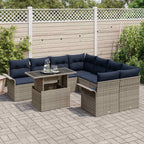 Garten-Sofa-Set mit Kissen 9 pcs Grau Poly Rattan
