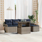 Gartensofa-set mit Kissen 6 pcs Grau Poly-Rattan