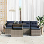 Gartensofa-set mit Kissen 6 pcs Grau Poly-Rattan