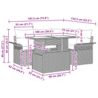 Gartensofa-set mit Kissen 5 pcs Grau Poly-Rattan