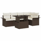 Gartensofa-set mit Kissen 6 pcs Braun Poly-Rattan