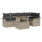 Gartensofa-set mit Kissen 6 pcs Hellgrau Poly-Rattan