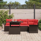 Gartensofa-set mit Kissen 6 pcs Braun Poly-Rattan