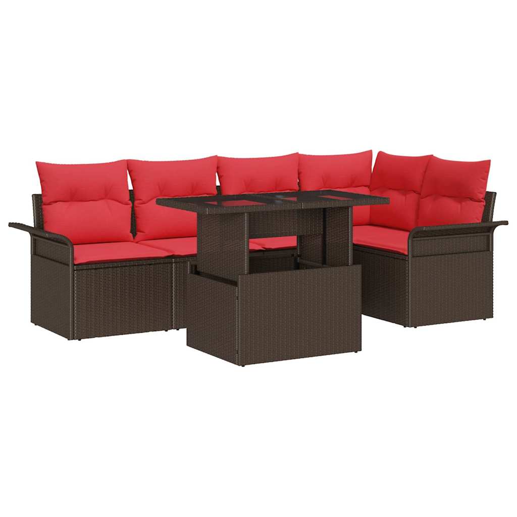 Gartensofa-set mit Kissen 6 pcs Braun Poly-Rattan