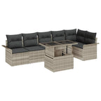 Gartensofa-set mit Kissen 7 pcs Hellgrau Poly-Rattan