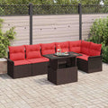 Gartensofa-set mit Kissen 7 pcs Braun Poly-Rattan