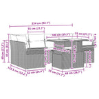 Gartensofa-set mit Kissen 7 pcs Grau Poly-Rattan