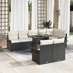 Gartensofa-set mit Kissen 9 pcs Schwarz Poly-Rattan