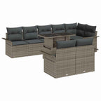 Gartensofa-set mit Kissen 9 pcs Grau Poly-Rattan