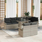 Gartensofa-set mit Kissen 9 pcs Hellgrau Poly-Rattan