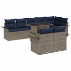 Gartensofa-set mit Kissen 9 pcs Grau Poly-Rattan