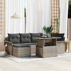 Gartensofa-set mit Kissen 7 pcs Grau Poly-Rattan