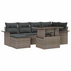 Gartensofa-set mit Kissen 7 pcs Grau Poly-Rattan