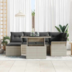 Gartensofa-set mit Kissen 7 pcs Hellgrau Poly-Rattan