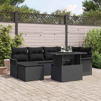 Gartensofa-set mit Kissen 7 pcs Schwarz Poly-Rattan