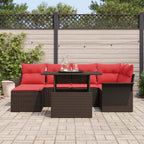 Gartensofa-set mit Kissen 7 pcs Braun Poly-Rattan