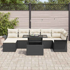 Sofa Set mit Kissen 8 pcs Schwarz Poly-Rattan