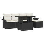 Sofa Set mit Kissen 8 pcs Schwarz Poly-Rattan