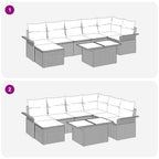 Sofa Set mit Kissen 8 pcs Beige Poly-Rattan