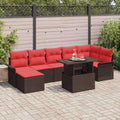 Sofa Set mit Kissen 8 pcs Braun Poly-Rattan