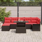 Sofa Set mit Kissen 8 pcs Braun Poly-Rattan