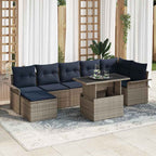 Sofa Set mit Kissen 8 pcs Grau Poly-Rattan