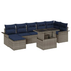 Sofa Set mit Kissen 8 pcs Grau Poly-Rattan
