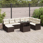 Sofa Set mit Kissen 9 pcs Braun Poly-Rattan