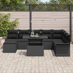 Sofa Set mit Kissen 9 pcs Schwarz Poly-Rattan