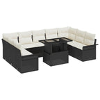 Sofa Set mit Kissen 10 pcs Schwarz Poly-Rattan