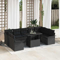Sofa Set mit Kissen 10 pcs Schwarz Poly-Rattan