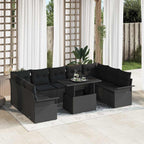 Sofa Set mit Kissen 10 pcs Schwarz Poly-Rattan