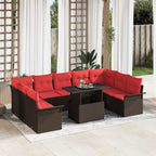 Sofa Set mit Kissen 10 pcs Braun Poly-Rattan