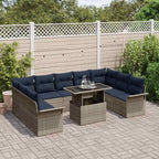 Sofa Set mit Kissen 10 pcs Grau Poly-Rattan
