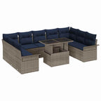 Sofa Set mit Kissen 10 pcs Grau Poly-Rattan